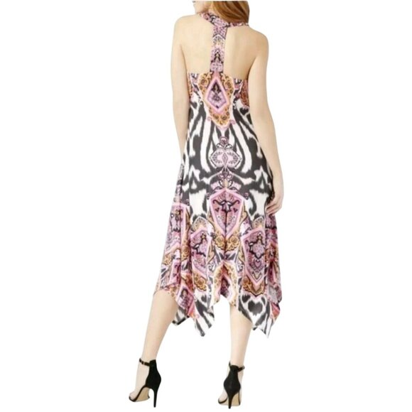 Inc International Concept Multi Paisley Studded Handkerchief Hem Dress Size L - Picture 4 of 9